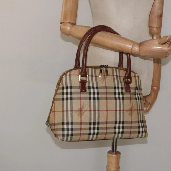BURBERRY Nova Check Hand Bag PVC Beige Auth 115924 - Picture 15 of 16